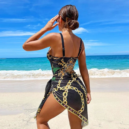 Hög Midja Bikini Set för Dam med Blommönster – Bekväm Spandex och Terylene, Perfekt för Strand och Pool 4