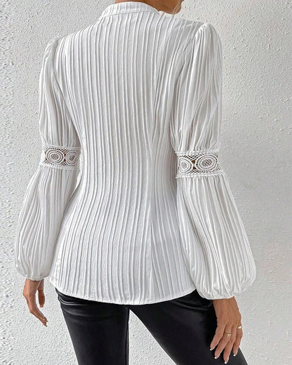 Dam Blus Monokrom Långärmad Polyester Elegant-2