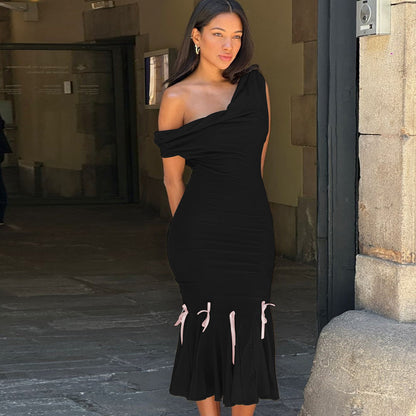 Variant image for Dam Axelfri Klänning Bodycon Stretchigt Tyg Utställd Nederkant-6
