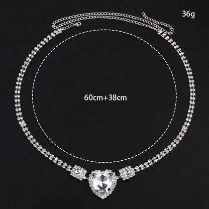 Kvinnors Magkedja Hjärtdesign Koppar Strass-3