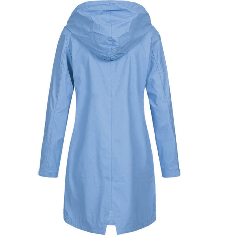 Dam Regnjacka Vattentät Sportig Design Polyester med Huva-5