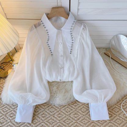 Variant image for Kvinnors Blus Monokrom Chiffong med Klockärmar-3