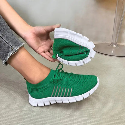 Dam Sneakers Andningsbara Mesh Komfort Ortopedisk Sula-2