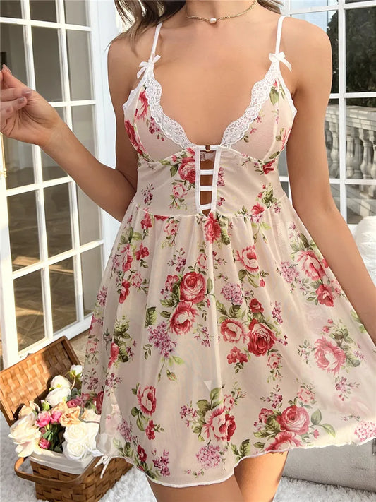 Dam Nattklänning Blommig Spets Polyester-Spandex-1