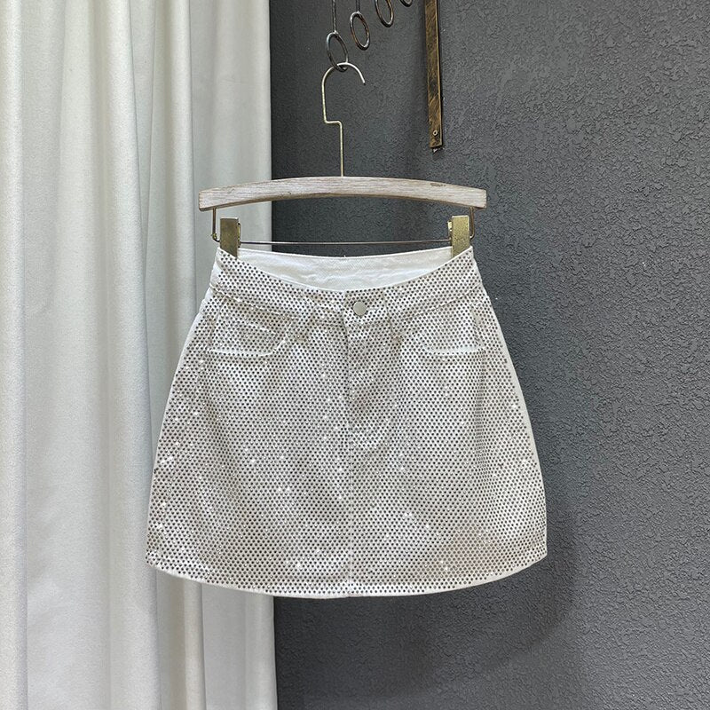 Variant image for Dam Jeanskjol A-linjeformad med Strass Detaljer i Denim-13