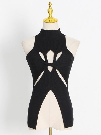 Topp för Dam i Bomull och Polyester med Klippta Detaljer – Trendig Tank Top för Träning och Avslappning 7