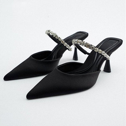 Dam Mules Glittrande Detaljer PU Hög 5-8 cm-1