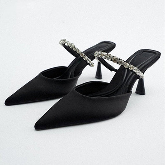 Dam Mules Glittrande Detaljer PU Hög 5-8 cm-1