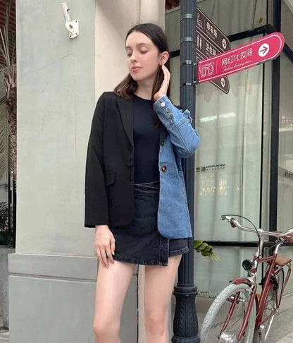 Damjacka Patchwork Denim Vintage Stil 1