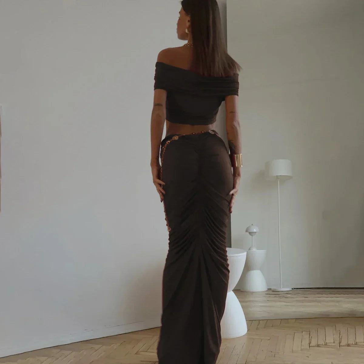 Dam Rock Set Veckad Design Spandex Polyester-5