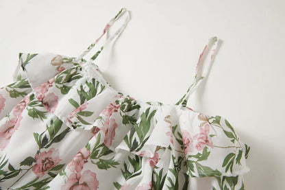 Damklänning med Lykta Ärmar Mönstrad Bomull Spandex Polyester-5