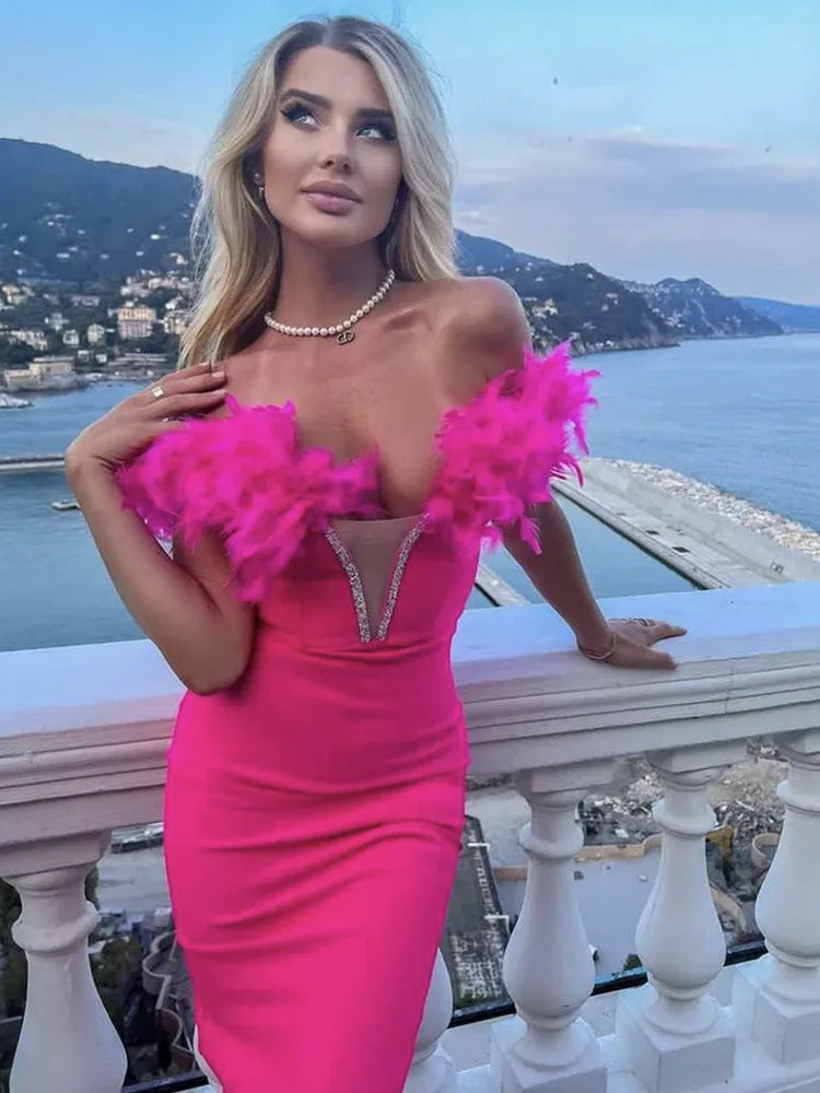 Kvinnors Midi Klänning Figurnära Polyester Spandex-3