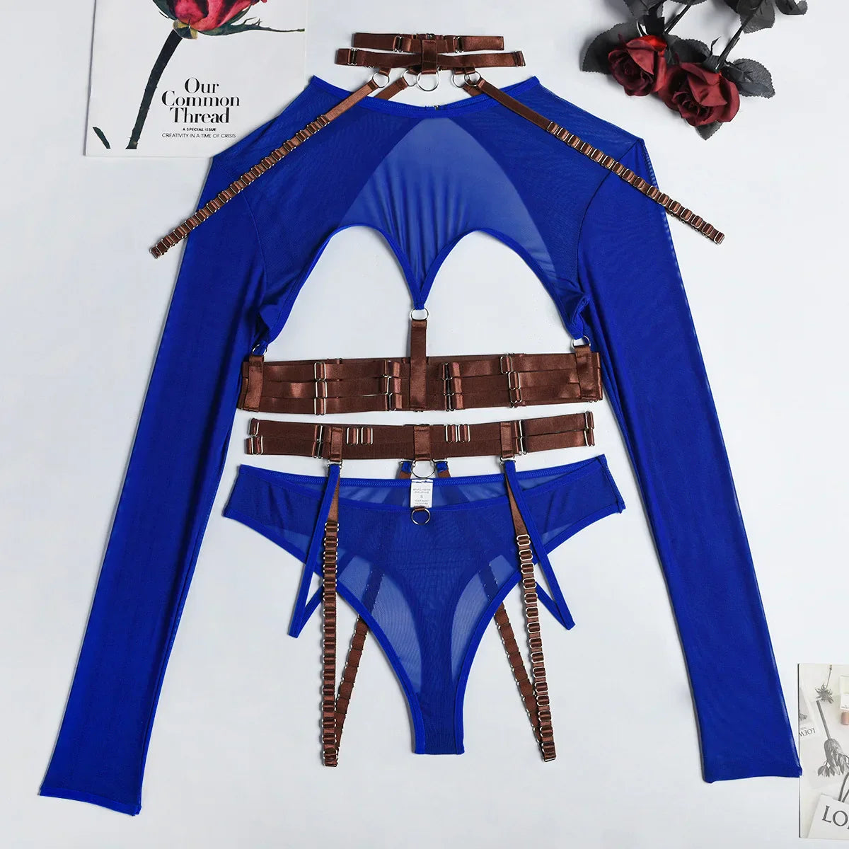 Snygga Damunderkläder Set med Patchwork Design i Polyester och Spandex-6