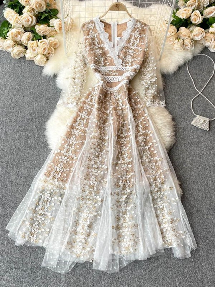 Variant image for Dam Midiklänning Blommönster V-Ringning Polyester-12