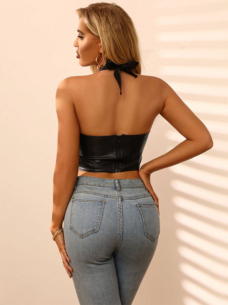 Dam Crop Top Öppen Rygg Polyester 5