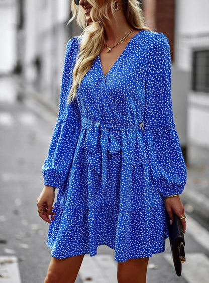 Damklänning Utställd Dabbmönster 100% Bomull-4