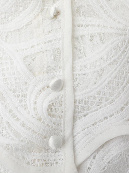 Kvinnors Midi Klänning O-Halsad Bomullspolyester-6