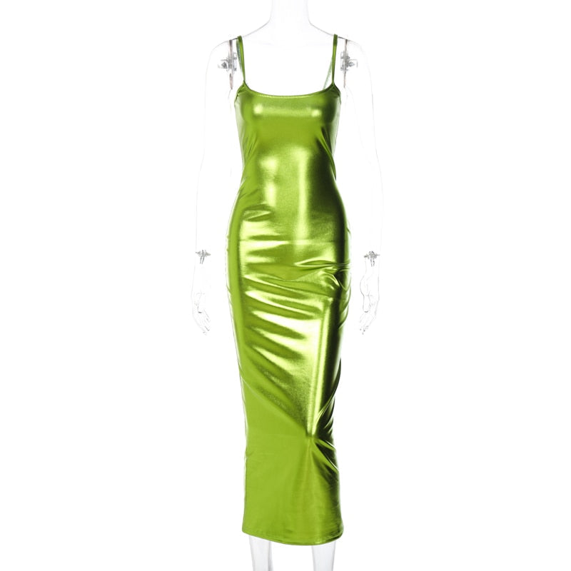 Dam Maxiklänning Fyrkantig Halsringning Spaghettiband Polyester Spandex 8