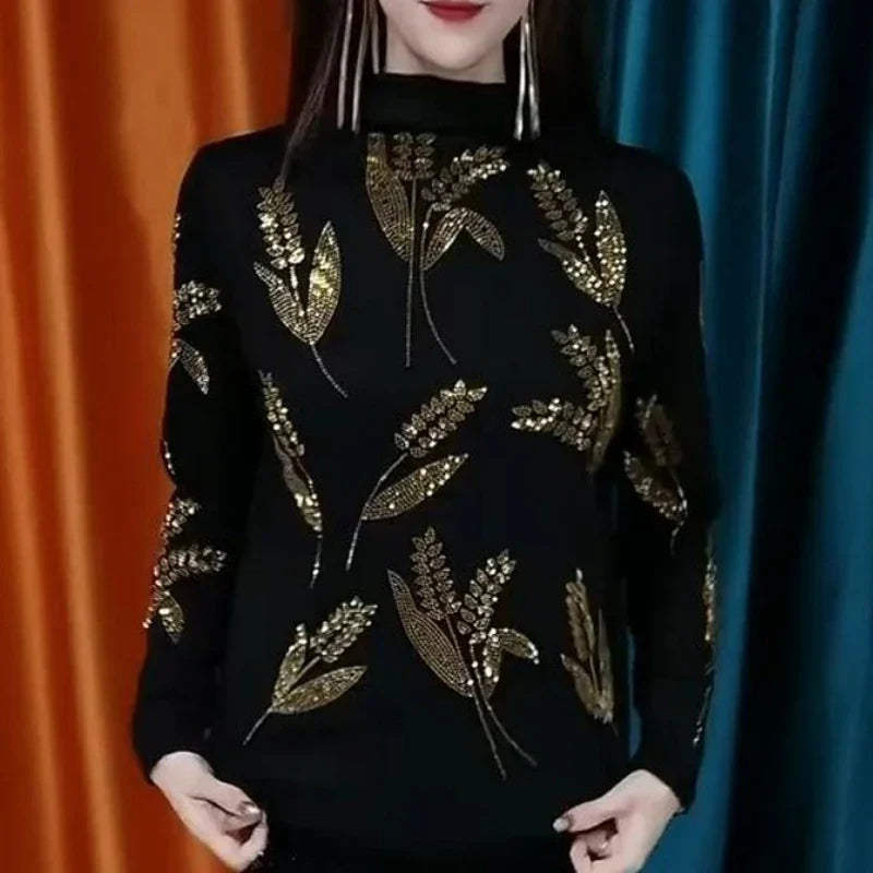 Dam Långärmad T-shirt Blommig Polyester-2