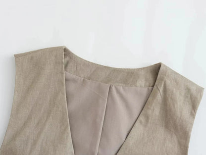 Dam Byxor Set Vristlängd V-ringning Polyester-6