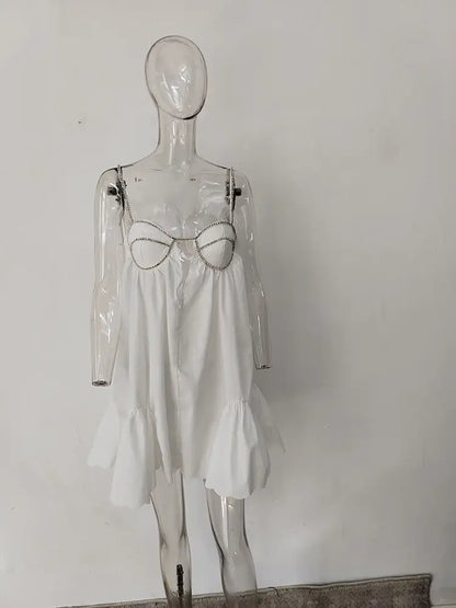 Kvinna Miniklänning Blommönster Bomull och Polyester 5