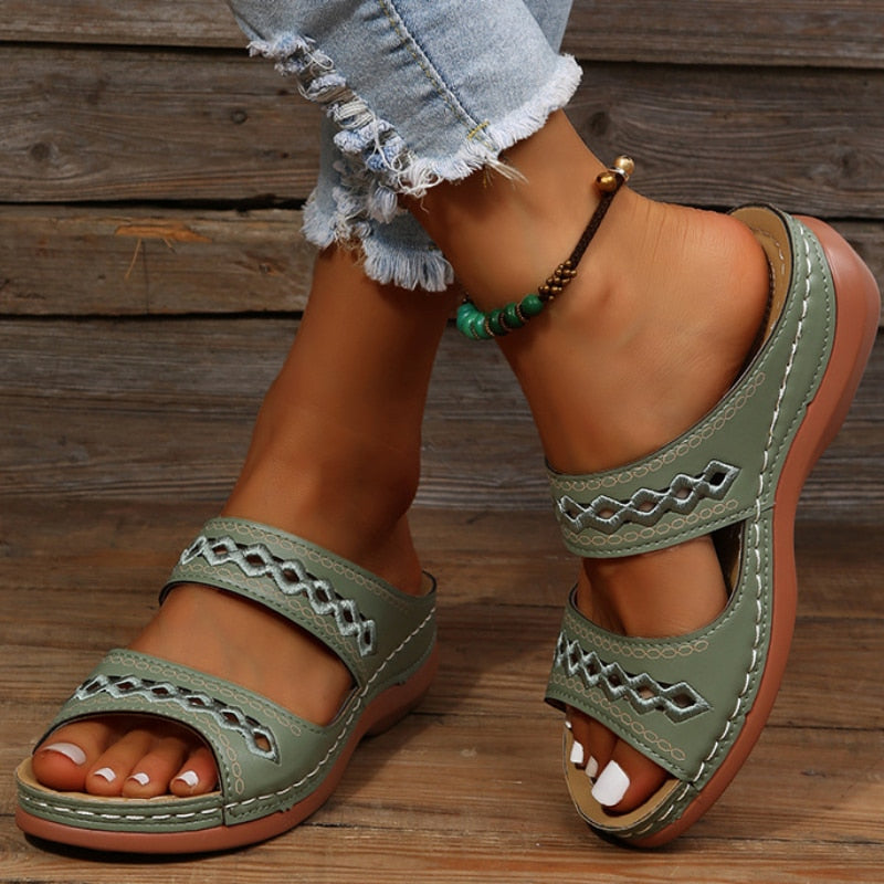 Dam Sandaler Retro Design Ortopediska Nano-Skumminne Gummi-5