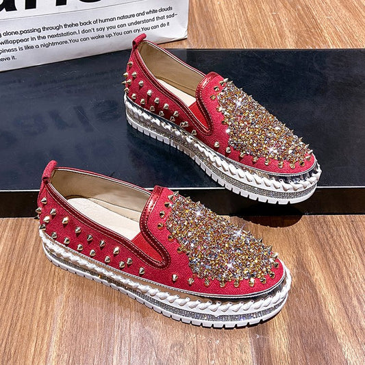 Dam Tofflor Slip-on PU med Strassdetaljer-1