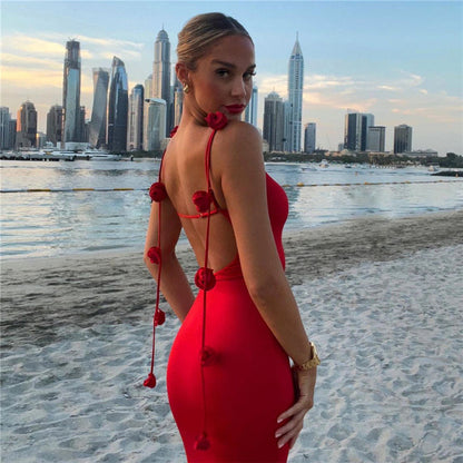 Kvinnors Aftonklänning Sjöjungfru Blommiga Remmar Högkvalitativ Polyester-2