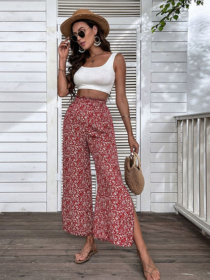 Snygga Byxor Dam Blommönster 100% Bomull-4