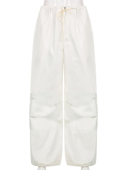 Dam Lösa Byxor Breda Ben Mjuk Bomull-3