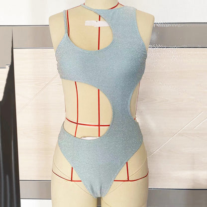 Dam Monokini Ärmlös Polyester Med Kreativt Snitt-2