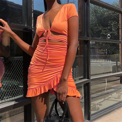 Kvinnors Glittrig Miniklänning med Spetsdetaljer och Justerbar Snörning-2