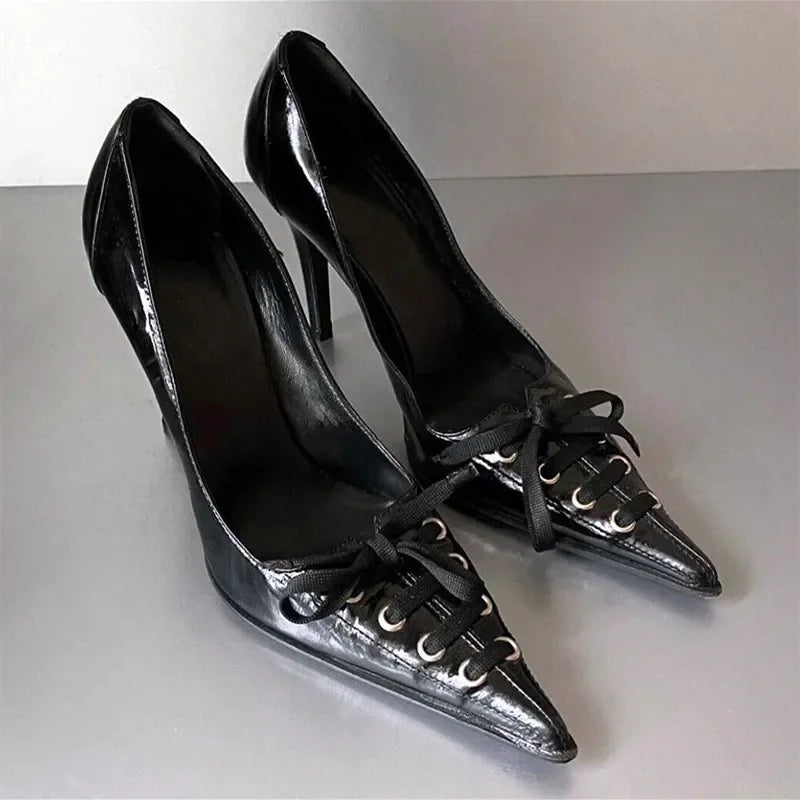 Dam Pumps Spetsiga Klackar PU-material-6