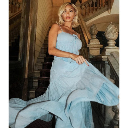 Dam Maxiklänning A-linje Strandlook Bomull Polyester för Sommar-4