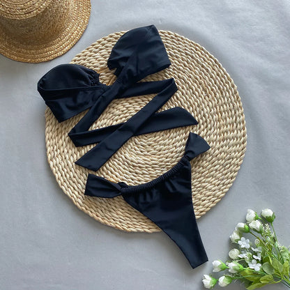 Damernas Bikini Set Bandeau Polyester Spandex-6