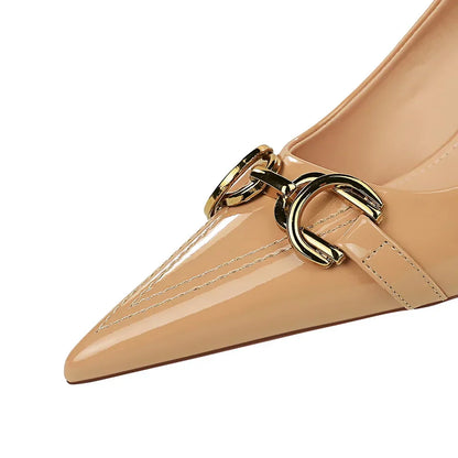 Dam Pumpskor Spetsig Tå Slip-On PU-material 8 cm Häl-4