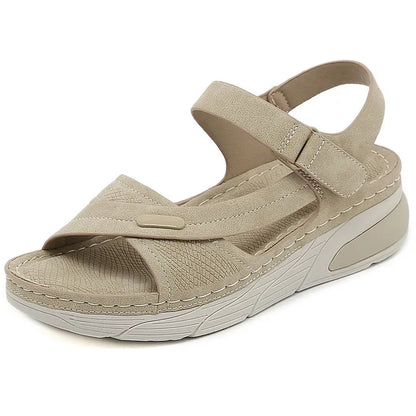 Dam Sandaler Wedge Heel Justerbart Bälte Syntetiskt Läder-4