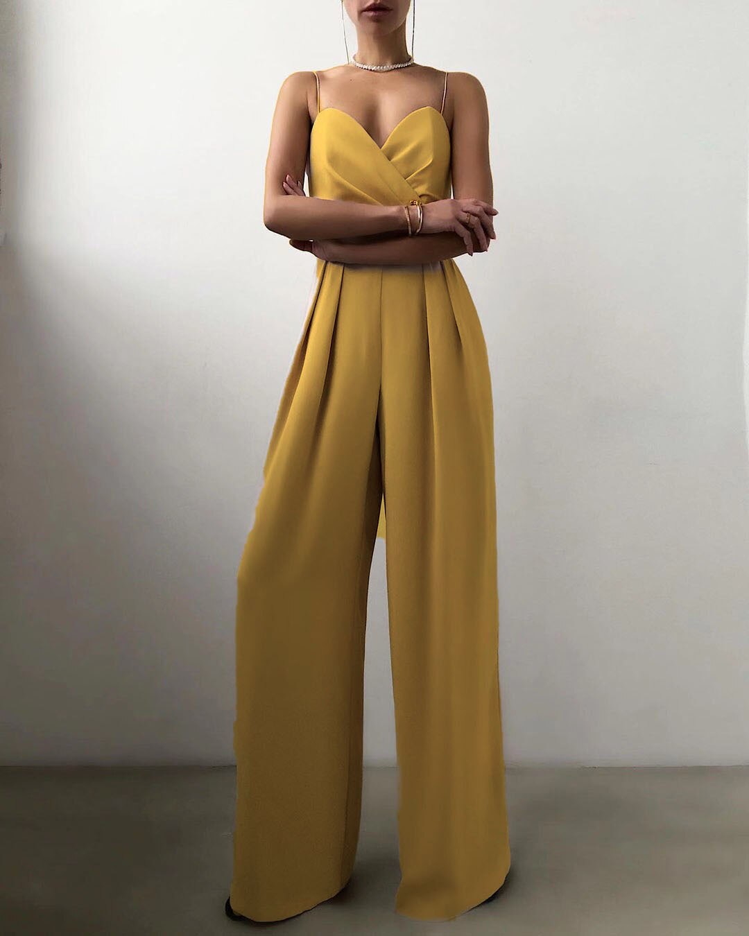 Dam Jumpsuit Justerbara Remmar Minimalistisk Design Lätt Tyg 5