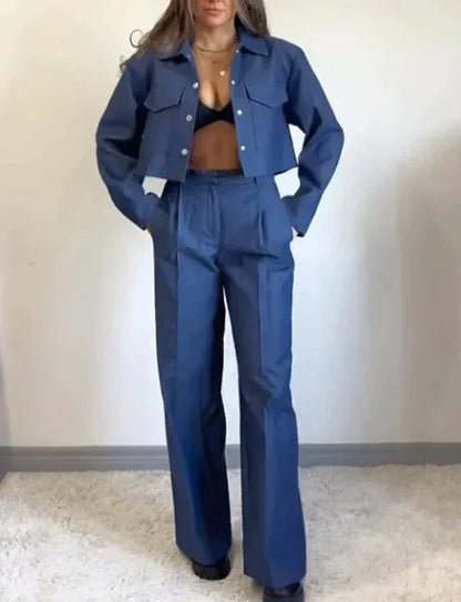 Dam Streetwear Set Jacka och Byxor Polyester och Bomull-4