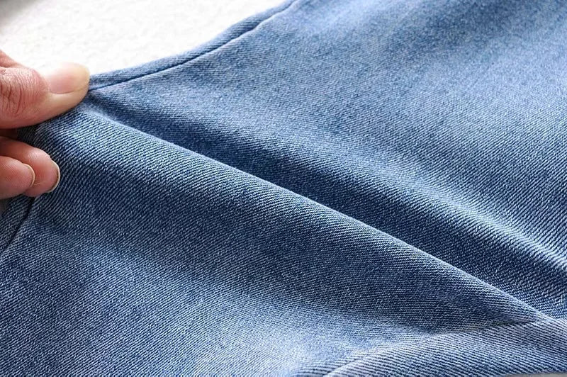 Damjeans Hög Midja Tätt Passande med Falsk Dragkedja i Bomull och Polyester-6