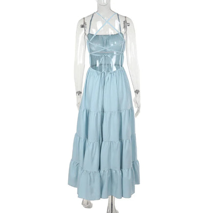 Dam Maxiklänning A-linje Strandlook Bomull Polyester för Sommar-6