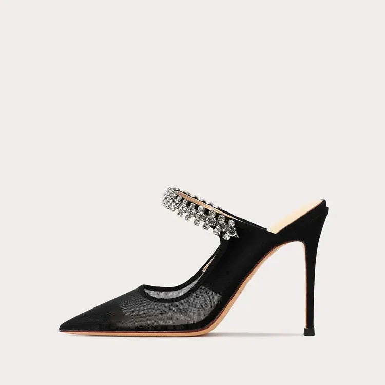 Variant image for Dam Mules Skor Mesh Slip-On Hög Klack 5cm-8cm-21