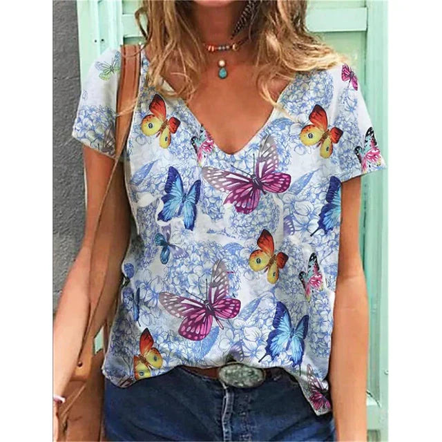 Variant image for Kvinnors Kortärmad Topp Avslappnad Mjuk Bomull-48