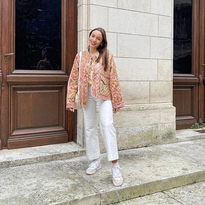 Damjacka Elegant Rund Halsringning Mjuk Kashmir Ull med Fickor-3