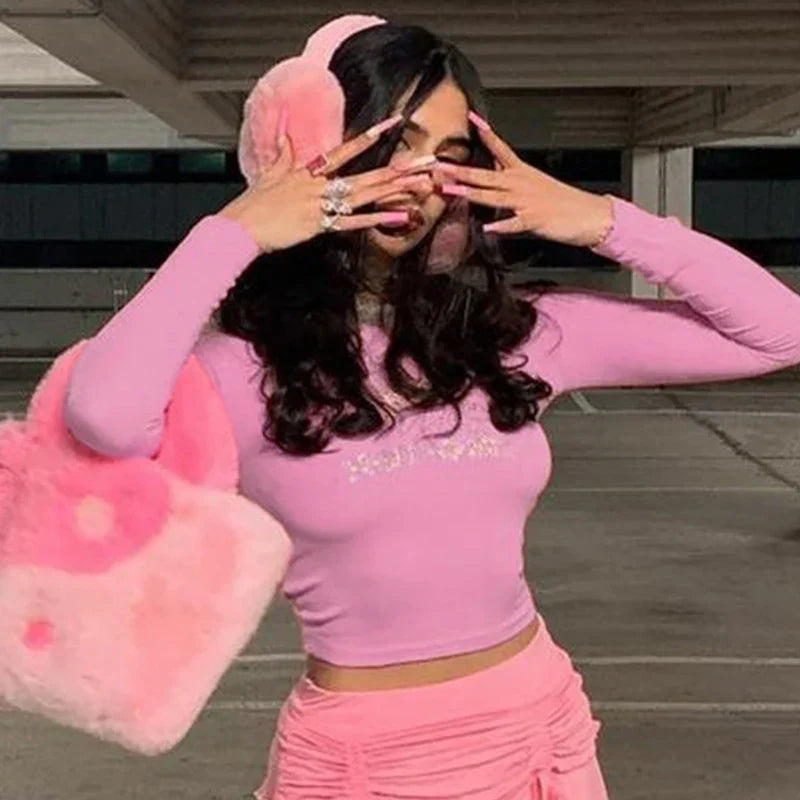 Dam Crop Top Långa Ärmar Glittrande Polyester Spandex-4