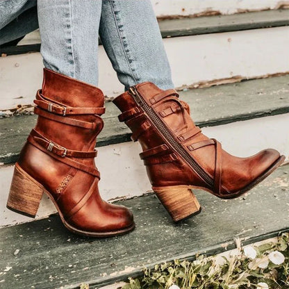 Damstövlar Mid-Calf PU-Läder med Dragkedja för Stil och Komfort-3