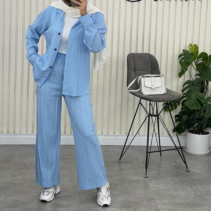 Dam Set med Skjorta och Byxor Elegant Chiffong-1