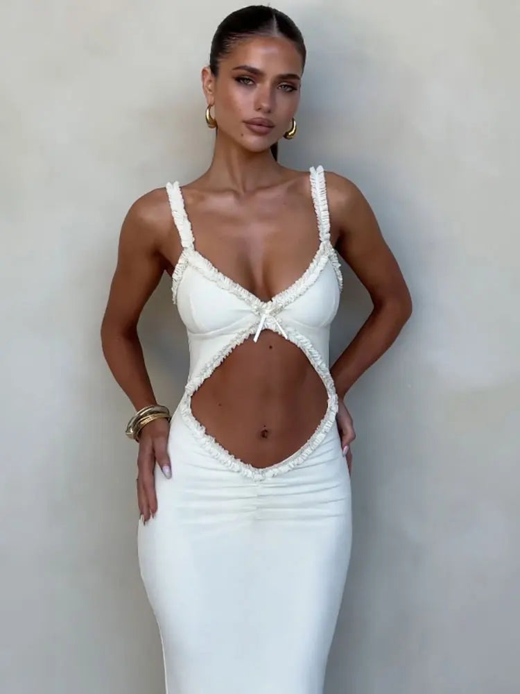 Kvinnors Lång Klänning V-Hals Figur-Kramande Polyester-6