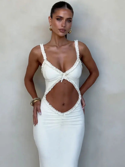 Kvinnors Lång Klänning V-Hals Figur-Kramande Polyester-6