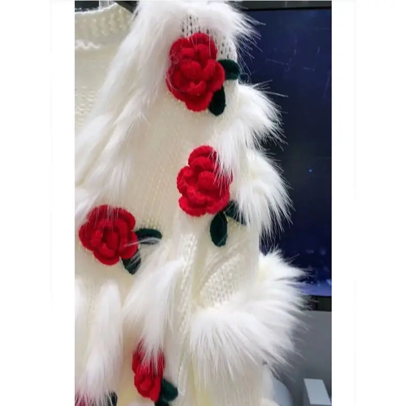 Lång Kofta Dam Blommig Acetat Cardigan med Långa Ärmar-3